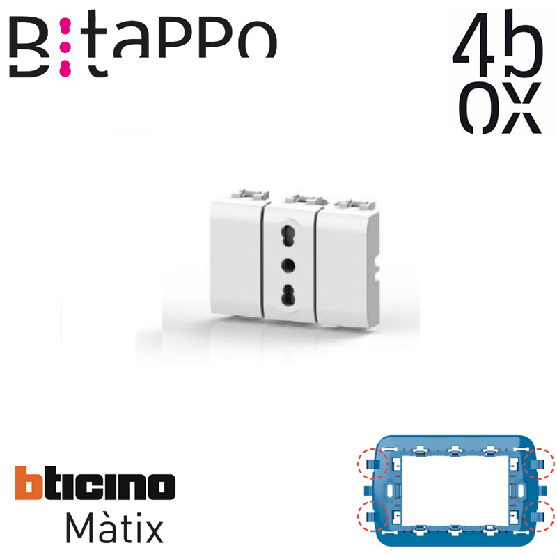 BITAPPO per BTICINO MATIX BIANCO 4BOX